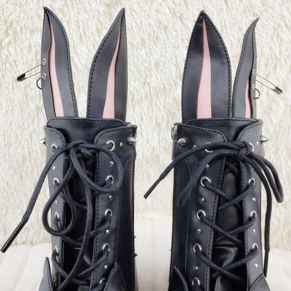Chunky Platform Goth Punk Kitty Kat Bunny Ankle Boots - Picture 7 of 15